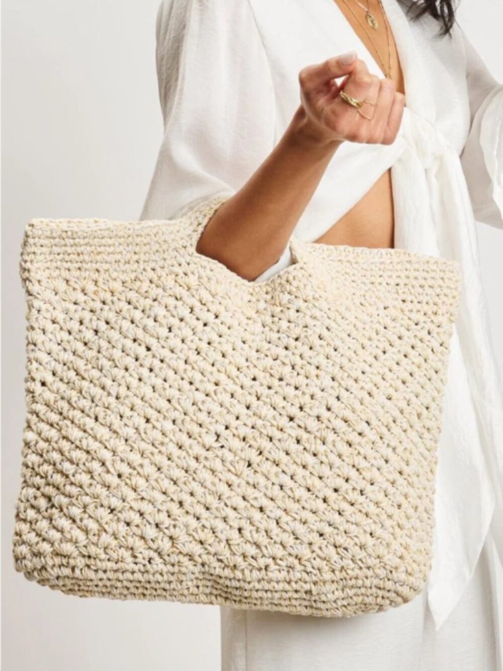 NWT Marisol Woven Tote Bag Large Boho Beach Shoulder Bag Trendy Oversized